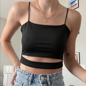 SHEIN black cut out crop top